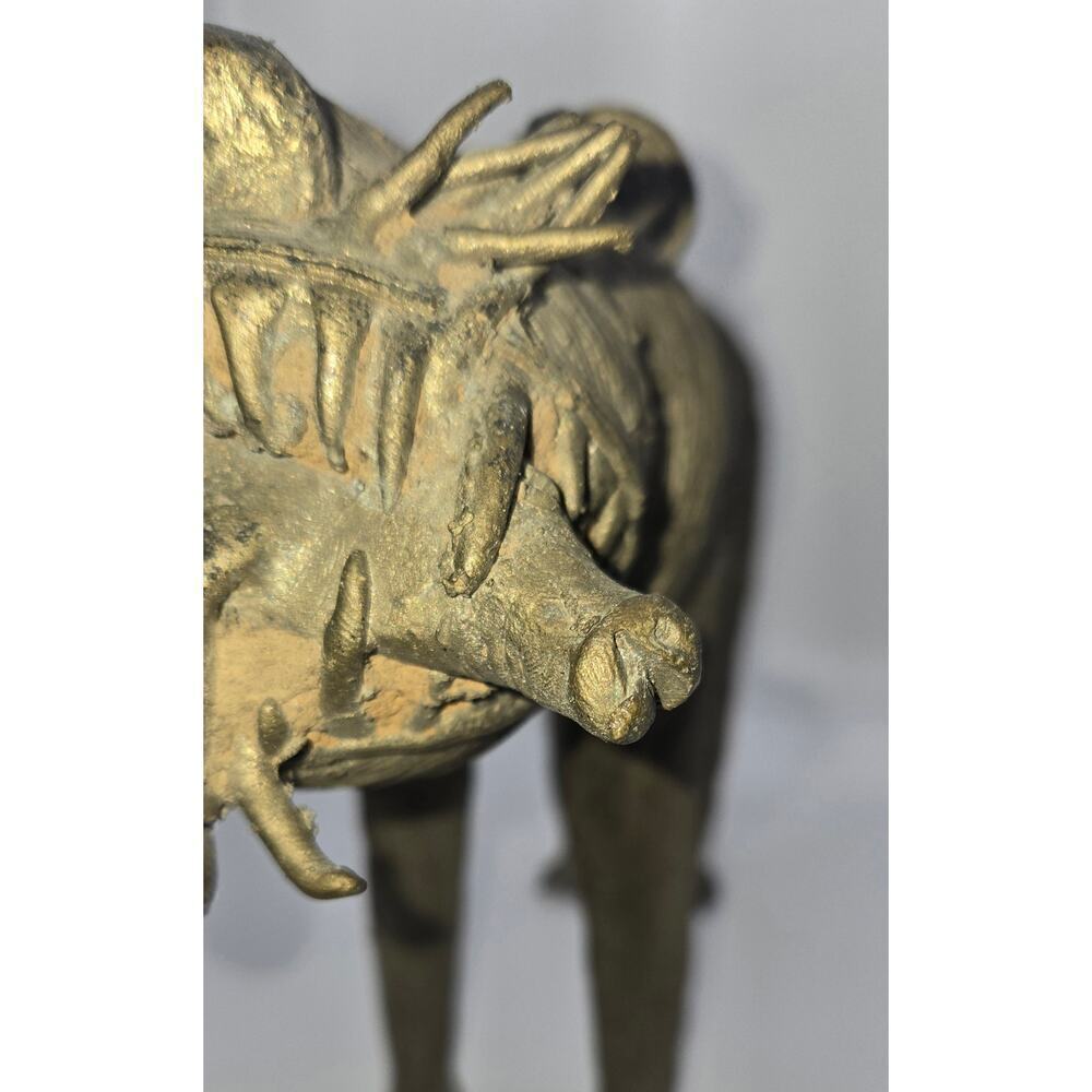 VTG African Rare Vintage Bronze Benin Tiger/Warthog Sculpture - Picture 2 of 15